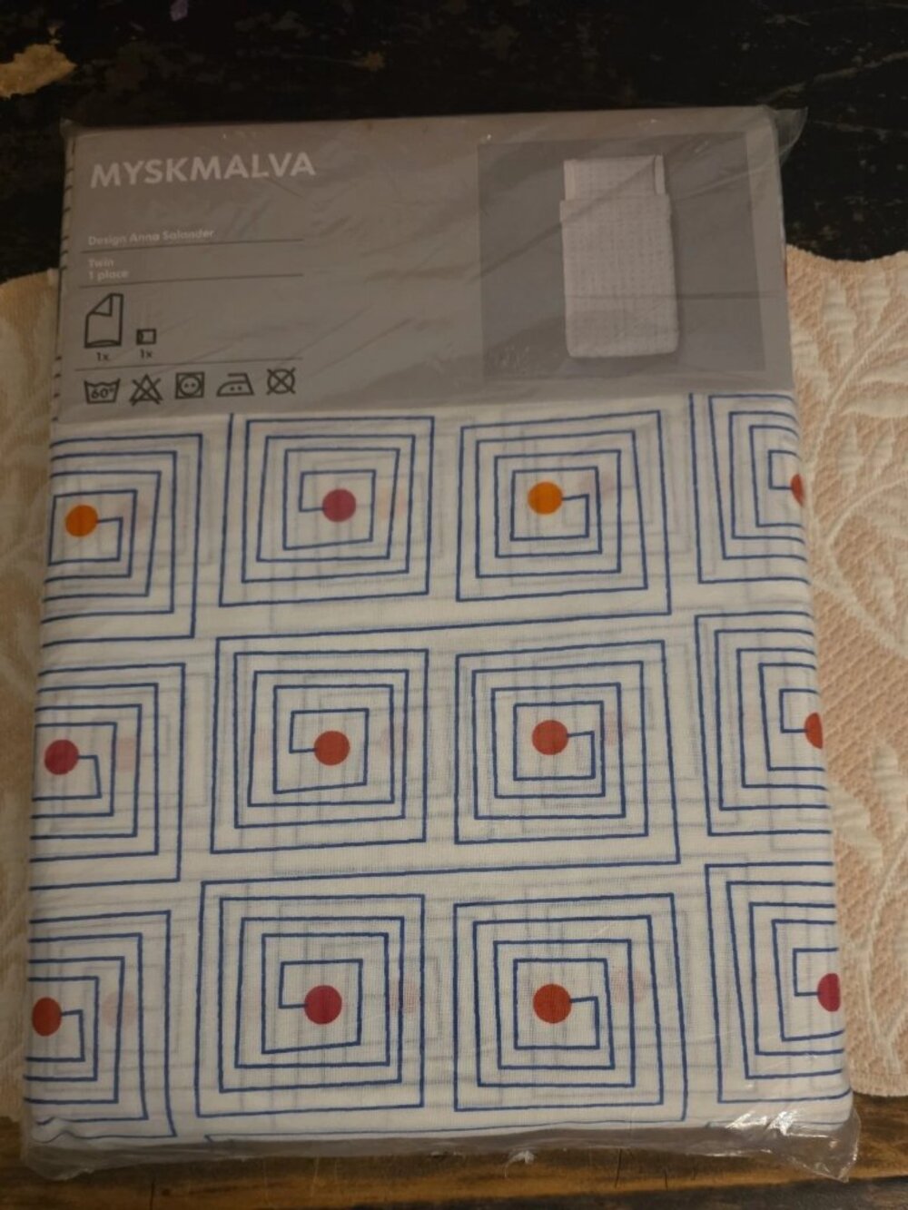 IKEA Myskmalva Anna Salander Twin Duvet Quilt Cover & Pillowcase Set